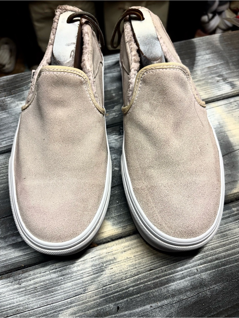 Vans slip on pink suede size womens 10 good condition
